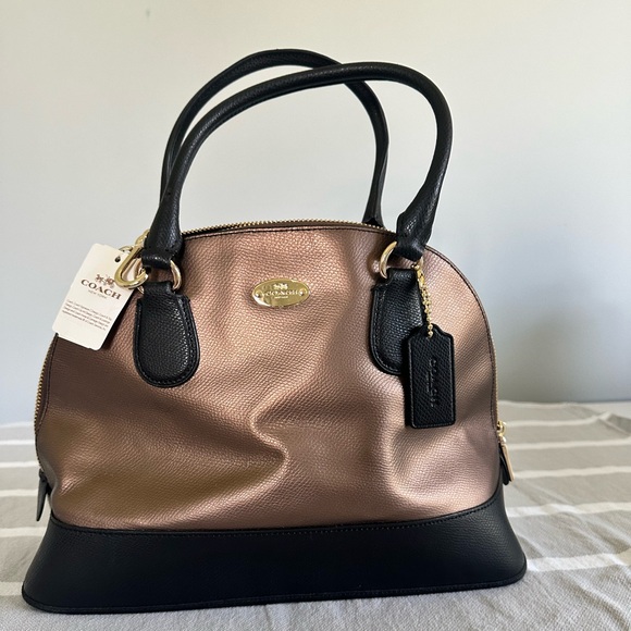 Coach Handbags - NWT Coach Metallic Bronze and Black Handbag Cora